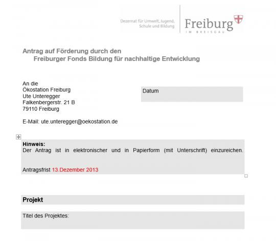 Antrag Freiburger BNE-Fonds 2014-2015
